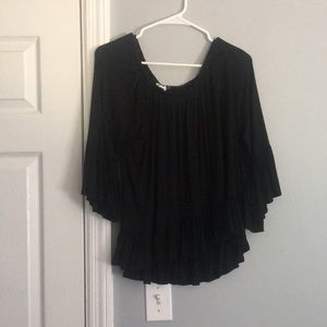Black off the shoulder ruffle top